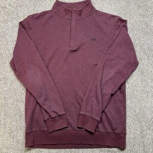 Travis Mathew Sweater Mens Large Purple Cotton Blend 1/4 Zip Pullover (033)